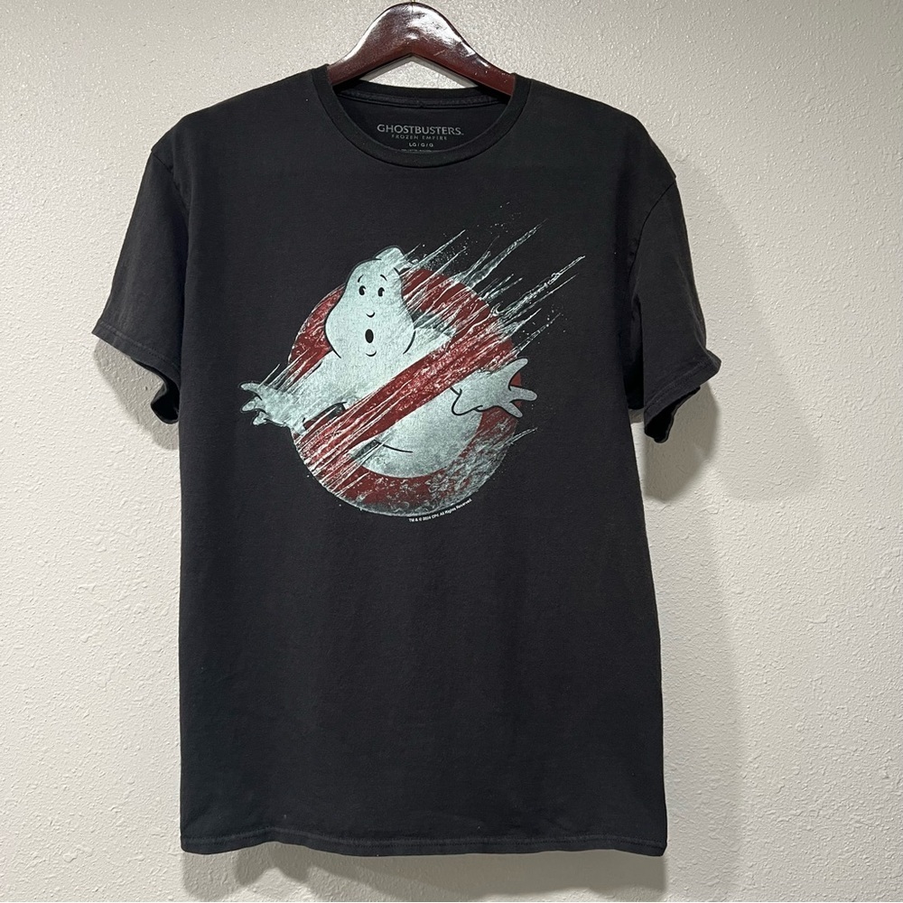 Ghostbusters Frozen Empire Big Logo Shirt Size Large Black Short Sleeve Ghost